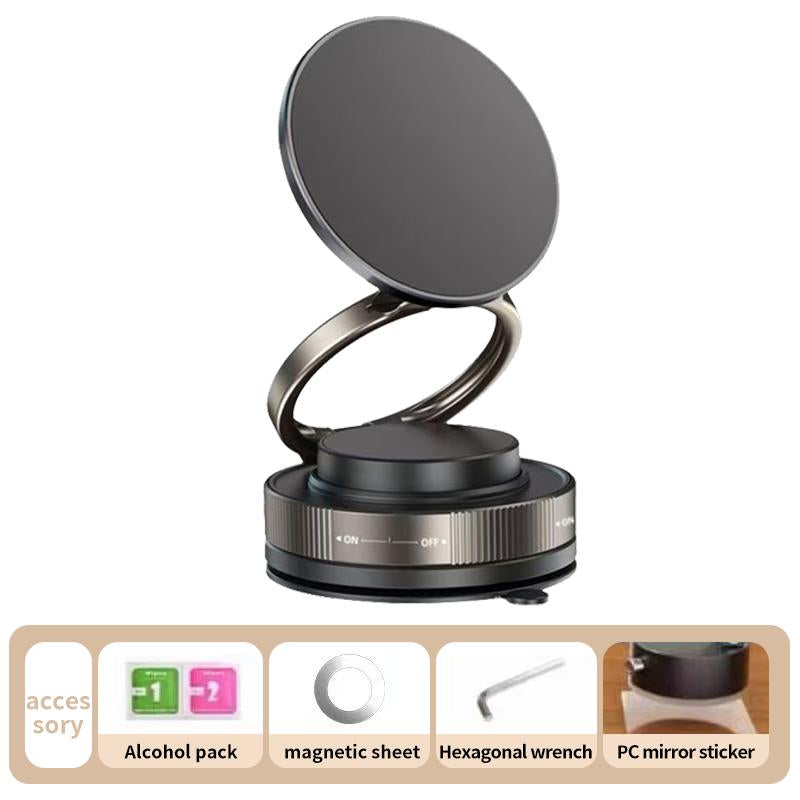 Universal 360° Rotating Magnetic Phone Holder – Strong Suction Stand for Car, Mirror, or Home Use