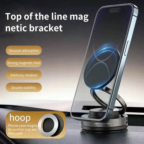 Universal 360° Rotating Magnetic Phone Holder – Strong Suction Stand for Car, Mirror, or Home Use